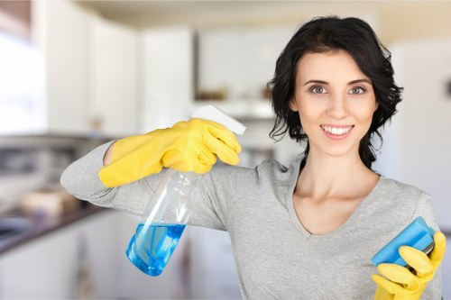 Local mattress cleaning team working in a high-rise Canary Wharf property