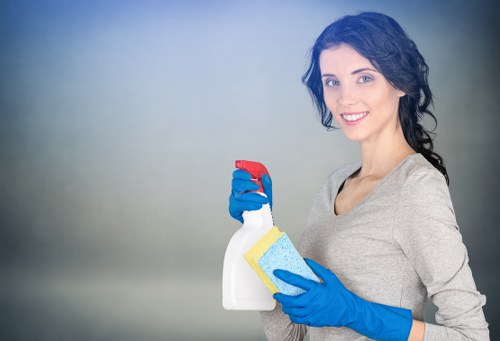 Machine cleaning a hard floor in a Canarywharf apartment or workspace